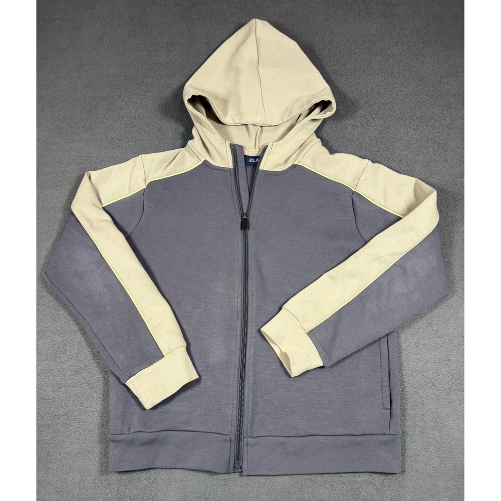 The Children's Place Full Zip Hoodie Boys Size 10/12 Gray Beige Colorblock